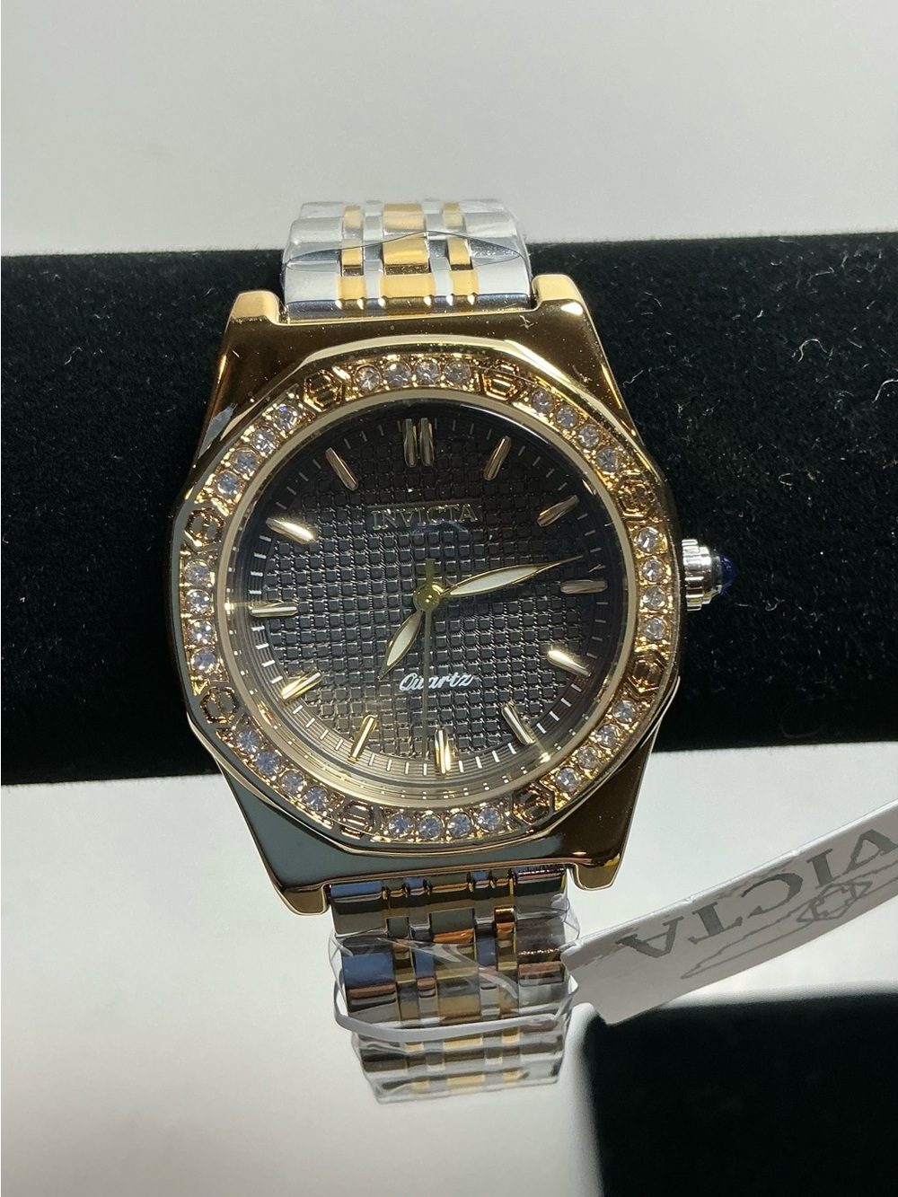 Invicta Two-Tone Gold Silver Black Crystal Bezel Women's Watch(69369)